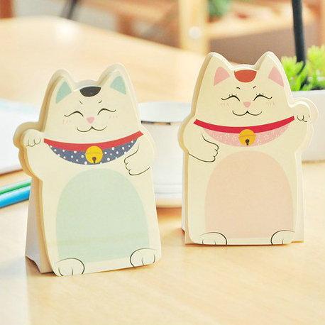 39韩国文具 可爱招财猫 桌面可立便利贴 N次贴 便签本子