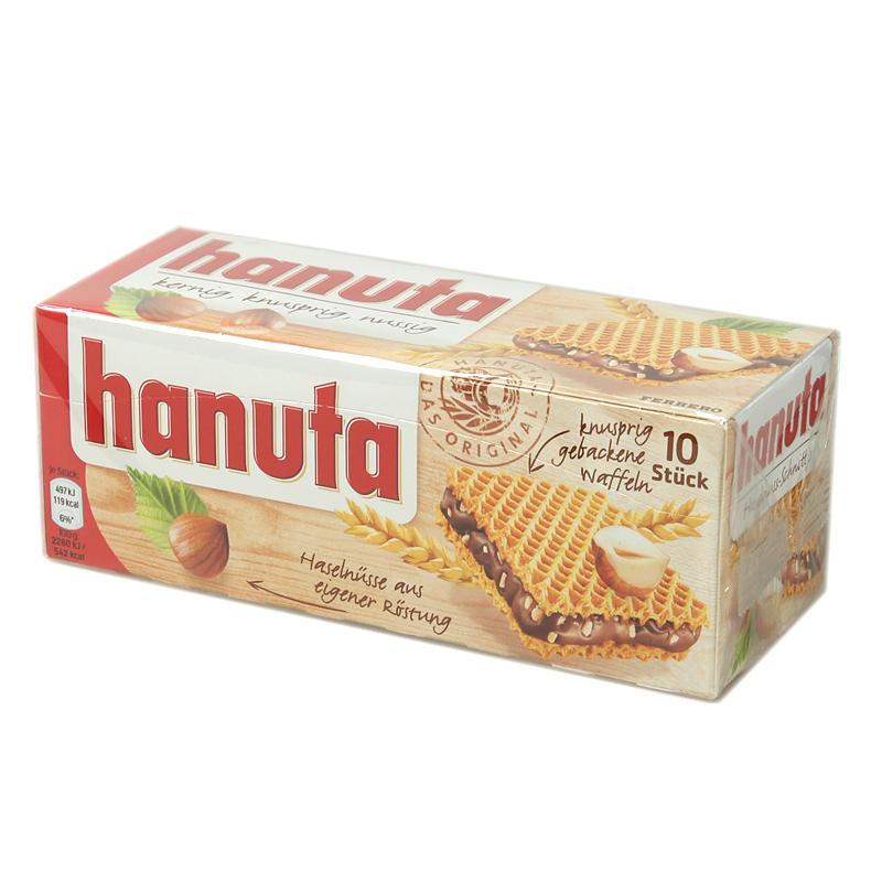 德国 费列罗hanuta 榛子巧克力夹心威化饼干220g独立10块装3821