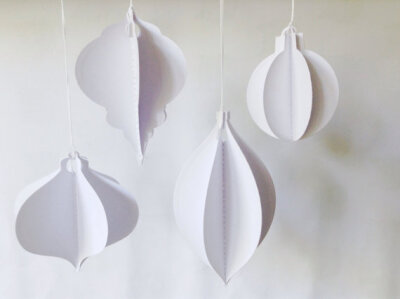 Vintage Style 3D Paper Baubles - Set of 4 Choose Your Shape and Colour