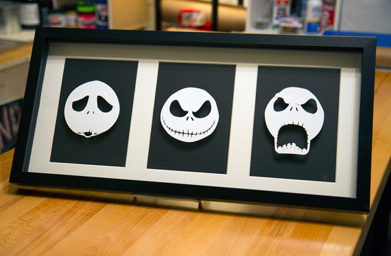 Jack Skellington Heads - hand cut 3D paper craft