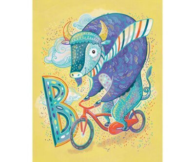 B is for Buffalo: Alphabet art print for kids’ room decoration