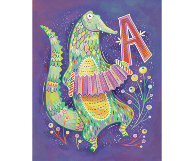 A is for Alligator: Kids room art illustration print