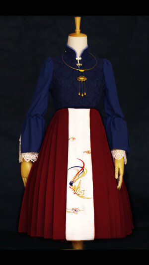 定制 定金【un arco】&amp;lt; 凤弦&amp;gt;Lolita 原创中华风刺绣洋装连衣裙