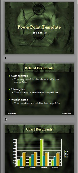 暗绿色目录图表类PPT模板www.2ppt.cn