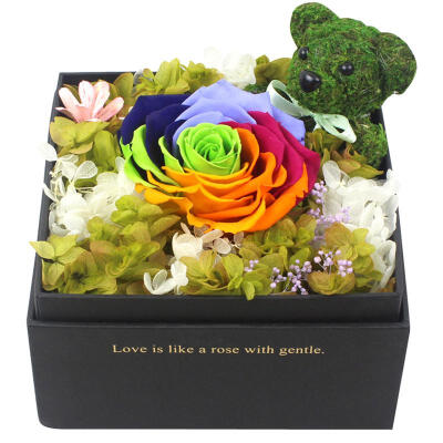 厄瓜多尔进口永生花 巨型七彩虹玫瑰花礼盒 全国花店送花顺丰