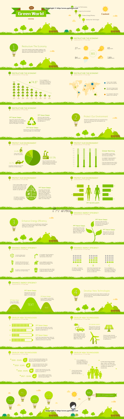 【穹顶之下绿色世界】动态扁平&amp;amp;清新插画公益环保宣传PPT模板