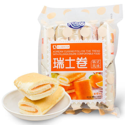 韩式风味 港荣瑞士卷蛋糕香橙味200g10包 休闲零食小面包