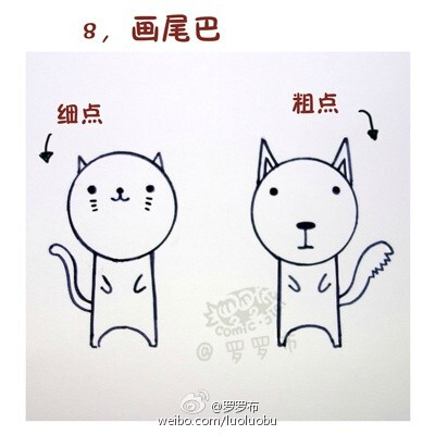 用几乎一样的步骤画出：萌猫和呆狗 #罗罗布每日一图#