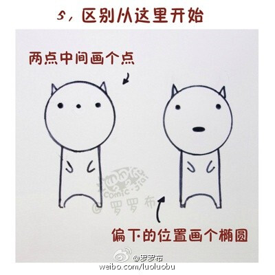 用几乎一样的步骤画出：萌猫和呆狗 #罗罗布每日一图#