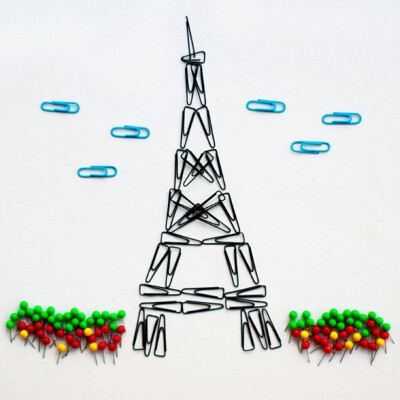 Eiffel Tower of Paris, made of paperclips. Ever girl's dream destination! #builtbystationery #instaartmovement