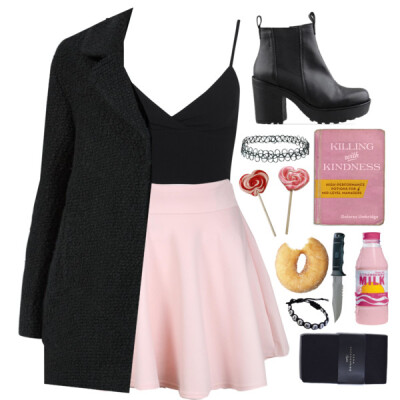 A fashion look from February 2015 featuring black shirt, black coat and black tights. Browse and shop related looks.