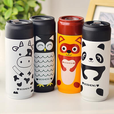 创意熊猫可乐罐不锈钢保温杯 便携手提男女士学生情侣水杯子