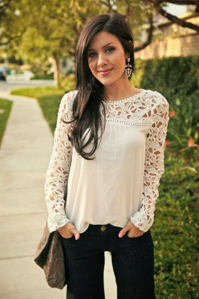 Lovely crochet detail top casual fashion