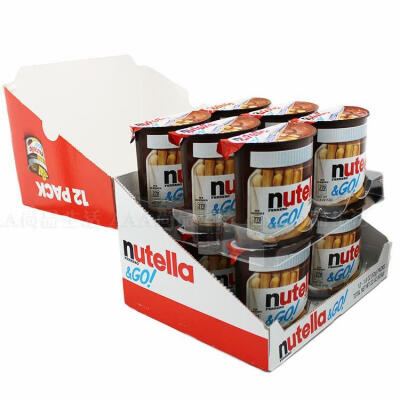 费列罗Nutella&amp;Go能多益榛子巧克力酱手指饼干12盒x52g