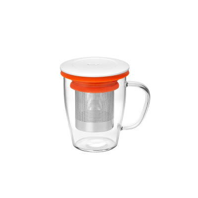 丹麦PO 创意水杯 玻璃泡茶杯 陶瓷 带盖 过滤水杯 办公室随手杯