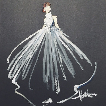 纽约插画师Katie Rodgers画中的礼服，美翻 ins:paperfashion