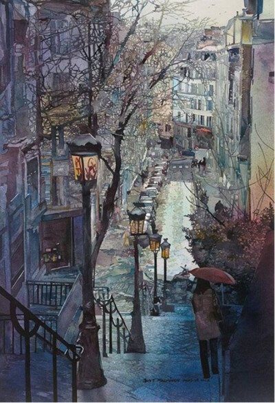 art painting watercolor cityscape John Salminen