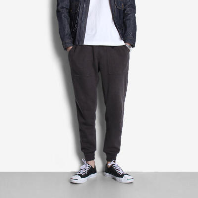 日系复古男士运动裤春秋修身收脚哈伦裤小脚裤收口男跑步长裤