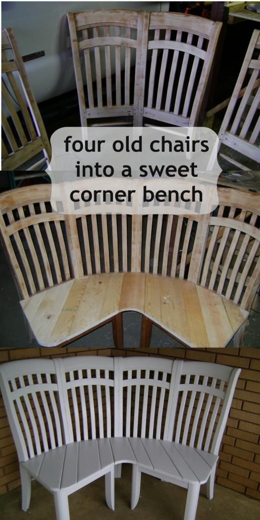 DIY :: Cute corner bench made from 4 chairs