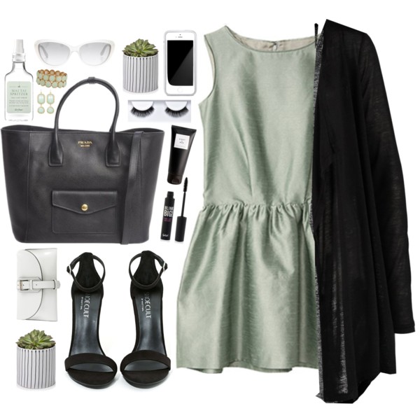 A fashion look from August 2014 featuring long cardigan, high heel shoes and prada handbags. Browse and shop related looks.