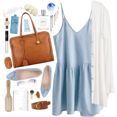 A fashion look from September 2014 featuring button cardigan, ballet flat shoes and skull tote. Browse and shop related looks.