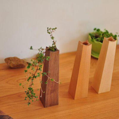 实木花瓶创意花器客厅摆件家居饰品木质试管花插