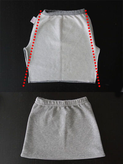 how to refashion sweatpants into a cute kangaroo pocket skirt - easy sewing tutorial