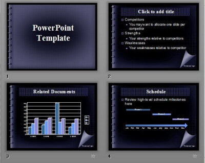 卷页效果的蓝色环装书册PPTwww.2ppt.cn