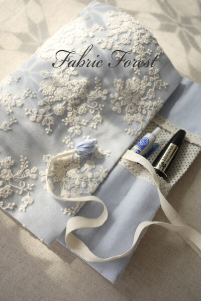 定制 【 fabric-forest 】素麻蕾丝 手工化妆包/笔袋/收纳袋