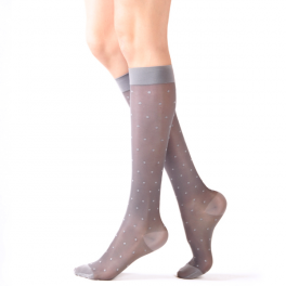 RejuvaHealth Ash Grey Polka Dot Knee High Socks Sheer Spot 15-20mmHg