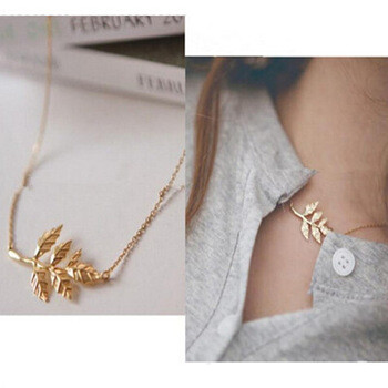 2015 Fashion Gold Leaves Necklaces Pendants Vintage Big Leaf Pendant Necklace Clavicle Chain P968