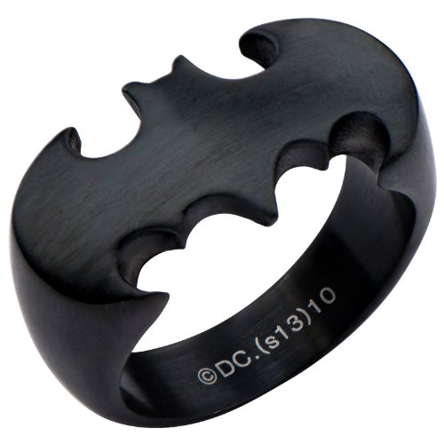 316L Stainless Steel IP Black Matte Batman Ring. (6)