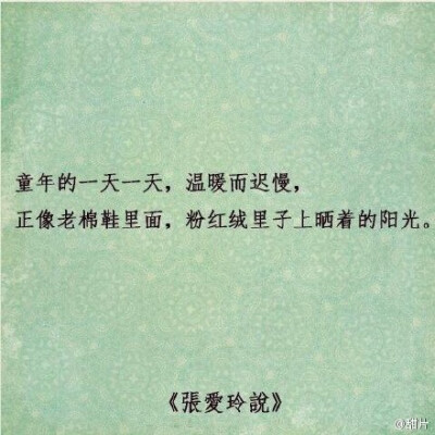 “有些傻话，不但是要背着人说，还要背着自己。让自己听了也怪难为情的。臂如说，我爱你，我一辈子都爱你。”