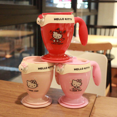 2015新款包邮Hello Kitty女士卡通塑料水杯创意不倒杯便携随手杯学生杯子