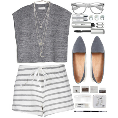 A fashion look from March 2015 featuring sleeveless tops, stripe shorts and suede shoes. Browse and shop related looks.