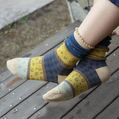 森系女袜复古袜日系堆堆袜田园风波西米亚中筒纯棉女袜