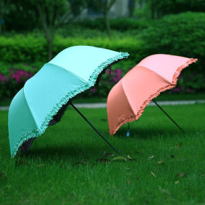 千之秀蕾丝边三伞晴雨伞遮阳伞超强防紫外线彩胶太阳伞 