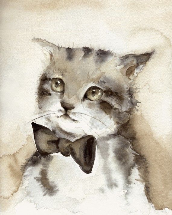 cat watercolor painting