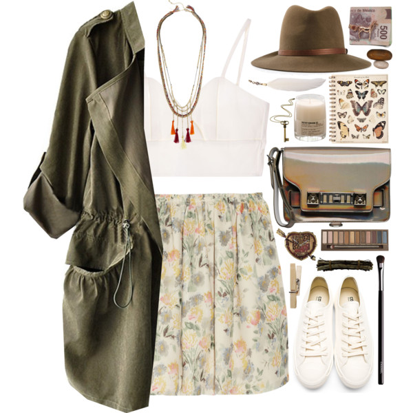 #personalstyle #militarychic #floralprint #croptop #hat #converse #CasualChic