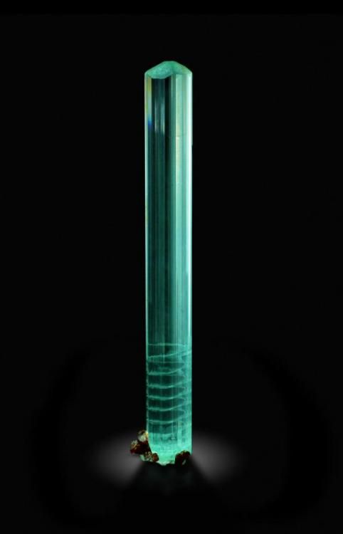 Aquamarine with spiral inclusions