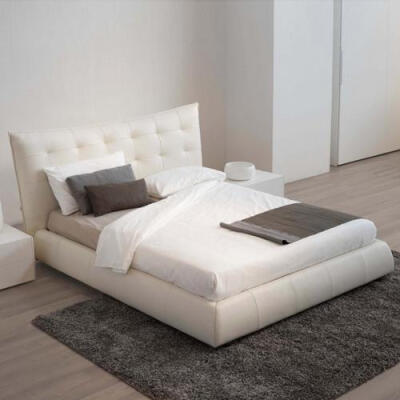 柏幕 简约北欧现代卧室婚床软体床软包床双人床头层真皮床BMC676