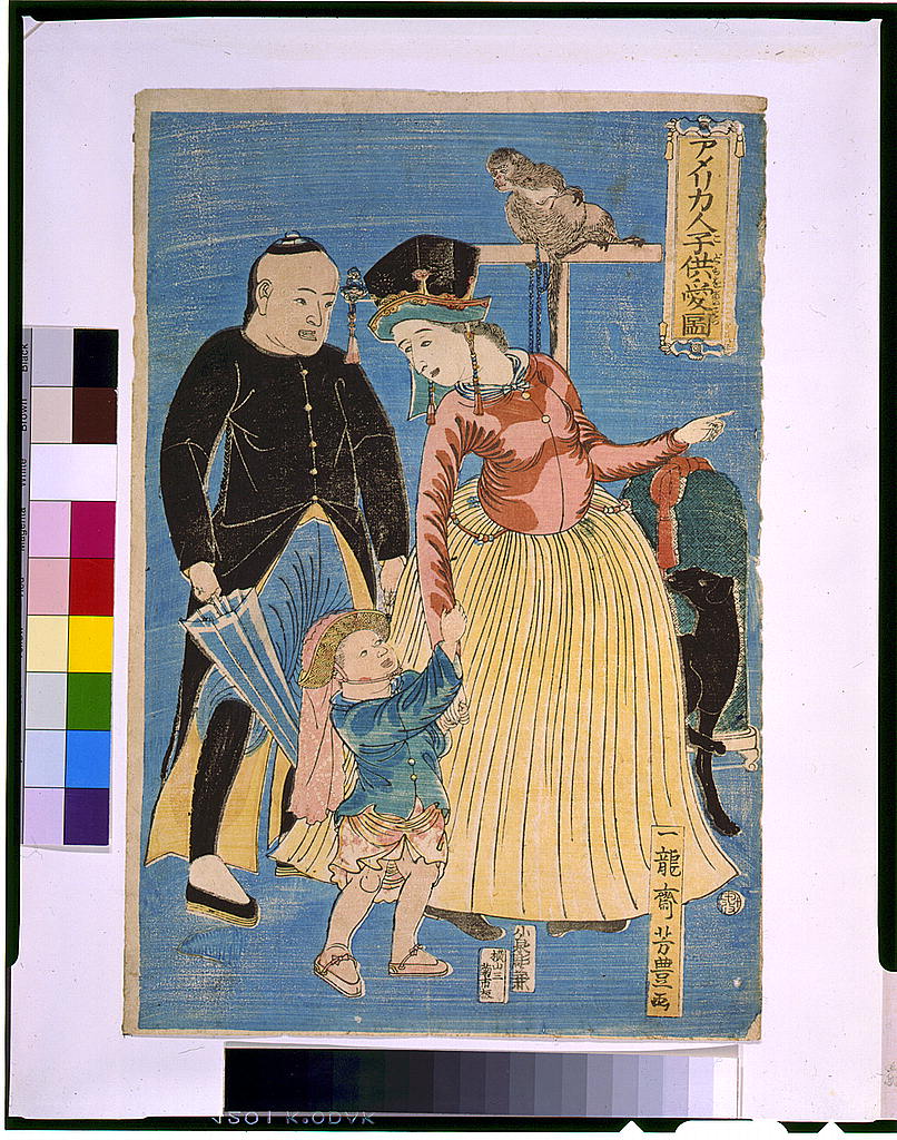 絵師: 歌川芳豊 作品名:Picture of Americans' love for children. 年月日:Japan : Kiku Ii (Kiya Ichibei), 1860.