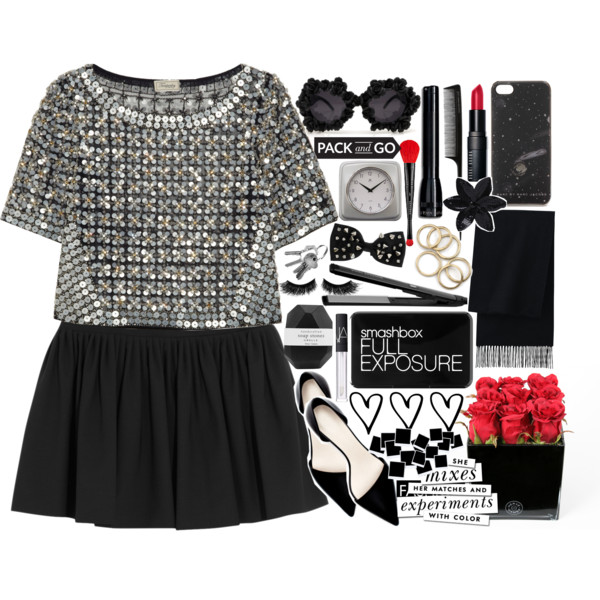 A fashion look from March 2015 featuring black shirt, black skirt and black pumps. Browse and shop related looks.