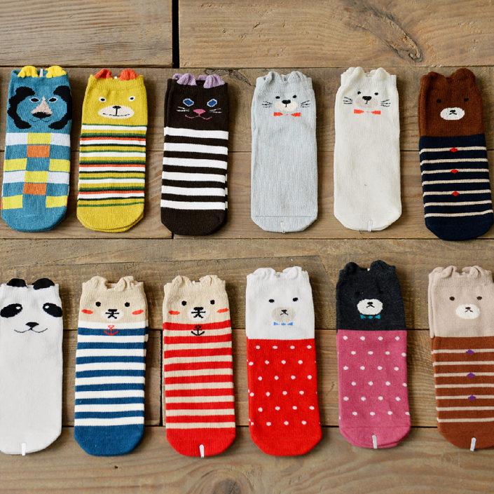 儿童短袜秋冬季全棉舒适卡通可爱动物小孩袜 35岁高品质礼盒装袜