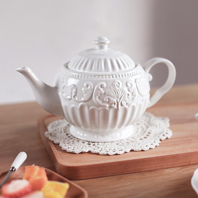 浮雕陶瓷水壶 咖啡壶茶壶 欧式宫廷风复古咖啡壶杯具套装