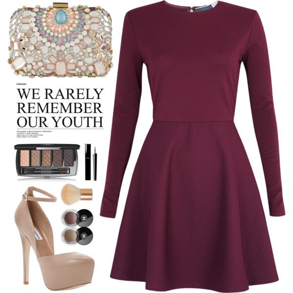 A fashion look from January 2015 featuring mini dress, high heel shoes and cocktail purse. Browse and shop related looks.