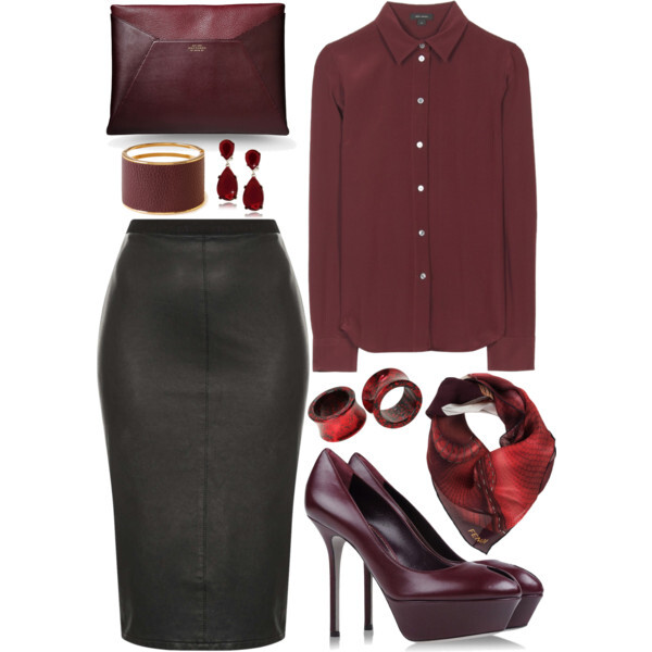 A fashion look from February 2014 featuring red blouse, pencil skirt and platform shoes. Browse and shop related looks.