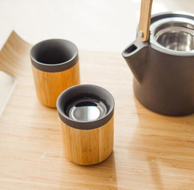 竹炭陶隔热水杯咖啡杯子 日式创意茶杯黑陶瓷茶具马克杯出口