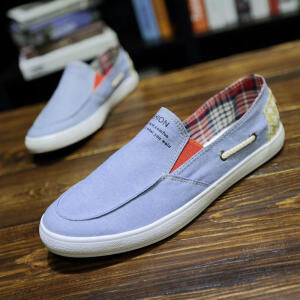 夏季英伦潮流男鞋一脚蹬懒人鞋男士帆布鞋透气平底休闲低帮鞋板鞋