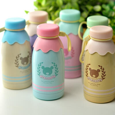 韩国可爱小熊牛奶瓶不锈钢保温杯男女士儿童密封水杯情侣杯子